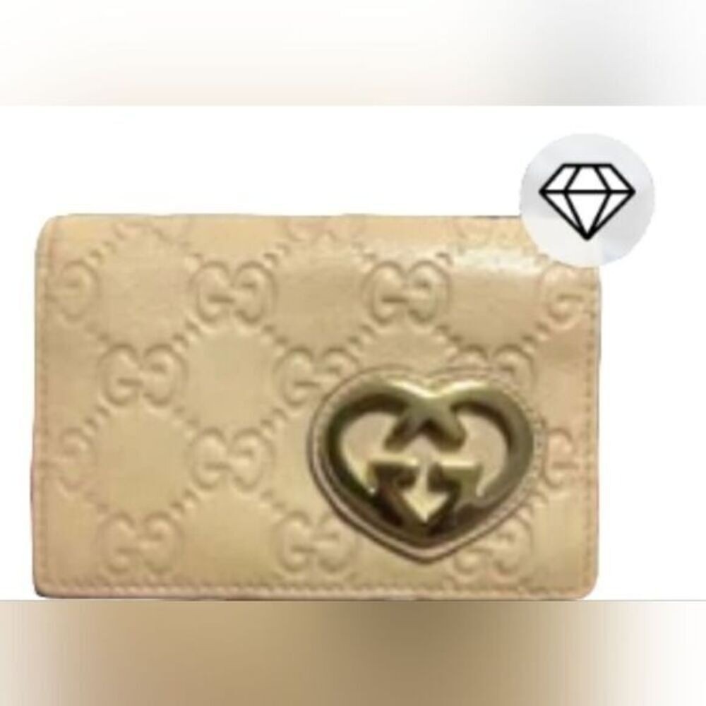 Gucci GG Matelasse Leather Card Holder‎ Wallet Beige Beige Box Dust Bag Set